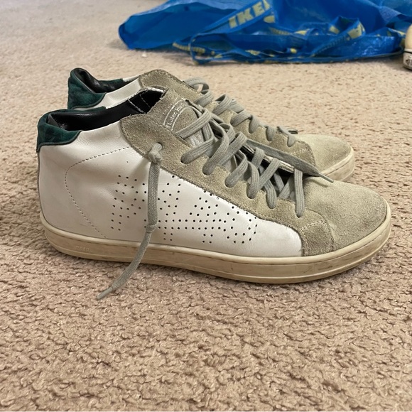 P448 RARE John Mid-Top Sneakers in White w/ Green Accent SIZE 37 - Picture 2 of 14